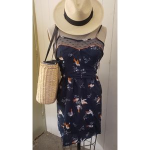 Blue dress with birds